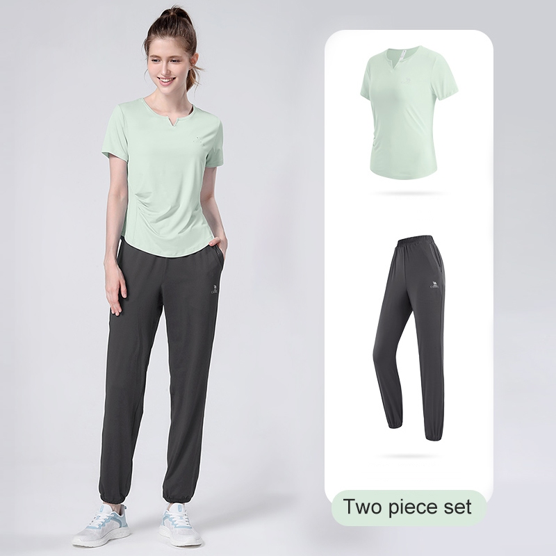 Ảnh Bộ quần áo yoga CAMEL CROWN Bộ quần áo chạy bộ ngoài trời dành cho nữ Bộ hai mảnh ngắn tay 3