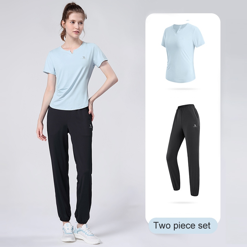 Ảnh Bộ quần áo yoga CAMEL CROWN Bộ quần áo chạy bộ ngoài trời dành cho nữ Bộ hai mảnh ngắn tay 4