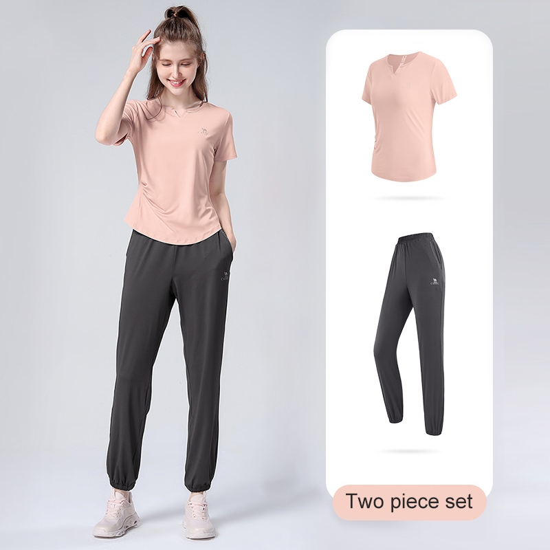 Ảnh Bộ quần áo yoga CAMEL CROWN Bộ quần áo chạy bộ ngoài trời dành cho nữ Bộ hai mảnh ngắn tay 2