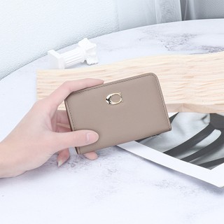Phong Cách Mới Da Bò Ví Nữ Mini Gấp Thẻ Có Dây Kéo Ví Đựng Tiền Xu Quà Tặng Nữ