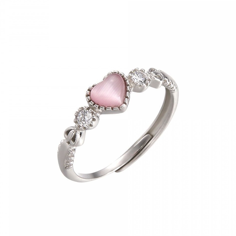 Smallbrainssuper Nhẫn Mạ Bạc Hình Trái Tim Đá opal Hồng Phong Cách punk vintage Dễ Thương Sáng Tạo Quyến Rũ Dành Cho Nữ sbs