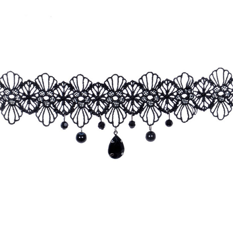Vòng Cổ Choker Ren Hoa Màu Đen Phong Cách Gothic Thời Trang Cho Nữ SBS