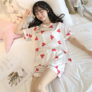 Đồ ngủ nữ pijama lụa cao cấp mặc nhà đẹp tay ngắn siêu cute dễ thương Silk pajamas【LittleStar6】