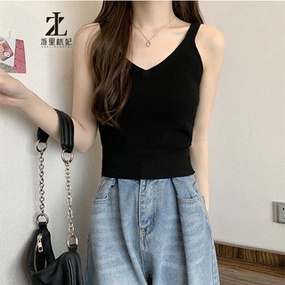 ZHELIHANGFEI Áo Len Hai Dây Cổ Chữ V Thời Trang Dành Cho Nữ