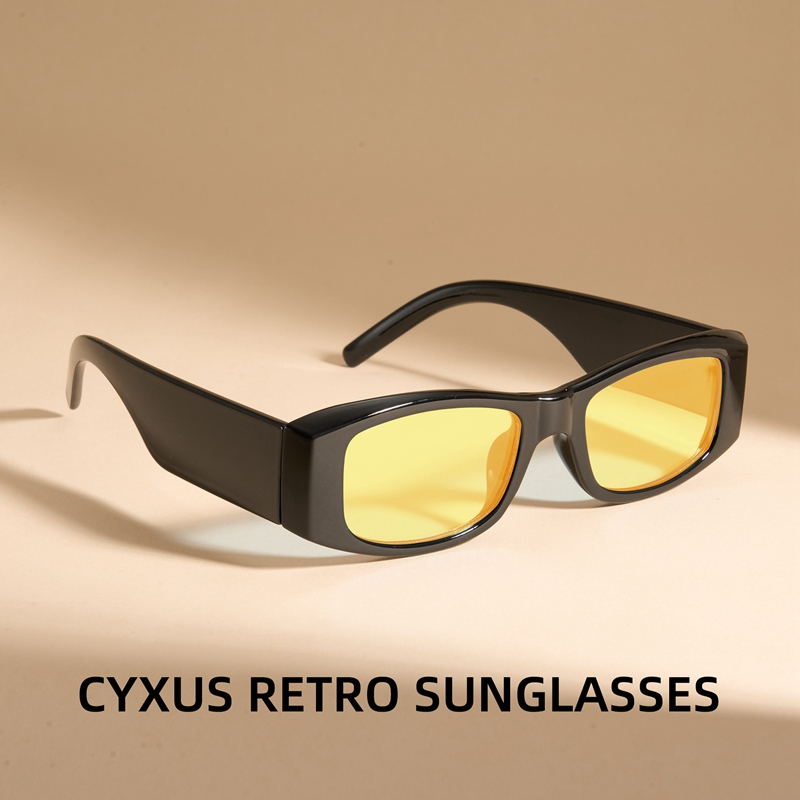 Cyxus Kính Mát Thời Trang Unisex Phong Cách Đường Phố Gọng Đen Hình Chữ Nhật Bản To Cá Tính Chống Tia UV400 1550