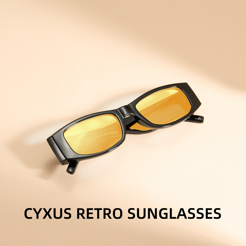 Cyxus Kính Mát Thời Trang Unisex Phong Cách Đường Phố Gọng Đen Hình Chữ Nhật Bản To Cá Tính Chống Tia UV400 1550