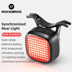Rockbros Cảm biến phanh tần số tương tự thông minh cho đèn đuôi xe đạp với 12 đèn để đi đêm trên đường cao tốc leo núi