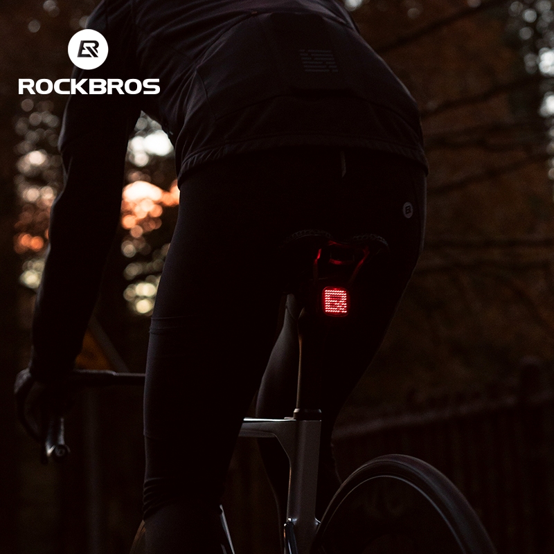 Rockbros Cảm biến phanh tần số tương tự thông minh cho đèn đuôi xe đạp với 12 đèn để đi đêm trên đường cao tốc leo núi