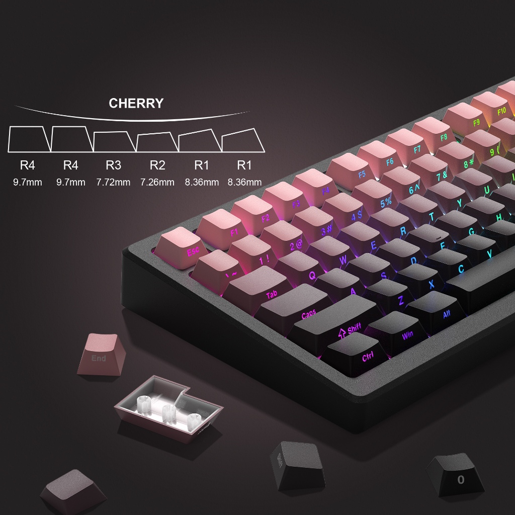136 Phím Shine Through Cherry Profile Side Print Keycaps Gradient ...