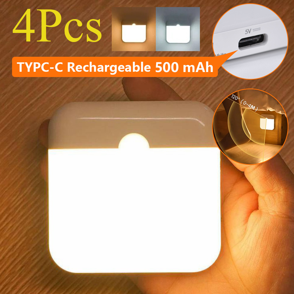 Đèn LED cảm biến chuyển động Đèn ngủ USB Type-C có thể sạc lại Thiết kế ...