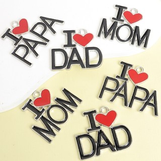 5 Chiếc Sáng Tạo Rỗng Chữ Tôi Yêu Bố / MOM / PAPA Men Quyến Rũ Cho DIY Sinh Nhật Ngày Của Mẹ Quà Tặng Ngày Của Cha Lưu Niệm Vòng Cổ Thời Trang Móc Khóa Mặt Dây Hợp Kim