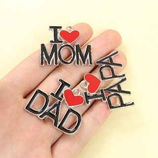5 Chiếc Sáng Tạo Rỗng Chữ Tôi Yêu Bố / MOM / PAPA Men Quyến Rũ Cho DIY Sinh Nhật Ngày Của Mẹ Quà Tặng Ngày Của Cha Lưu Niệm Vòng Cổ Thời Trang Móc Khóa Mặt Dây Hợp Kim