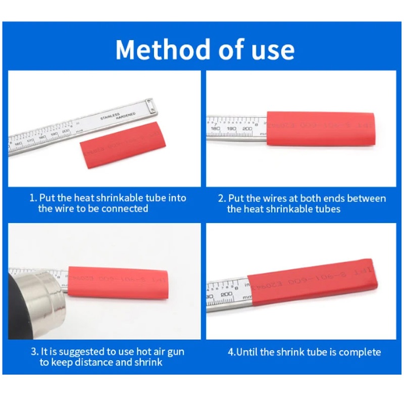 5 Mét Đen Đỏ Trắng Vàng Xanh Xanh Trong Suốt Ống Co Nhiệt 2: 1 Phân Loại Ống Polyolefin Cáp Ô Tô Tay Bọc Dây Dia 0.8-5mm