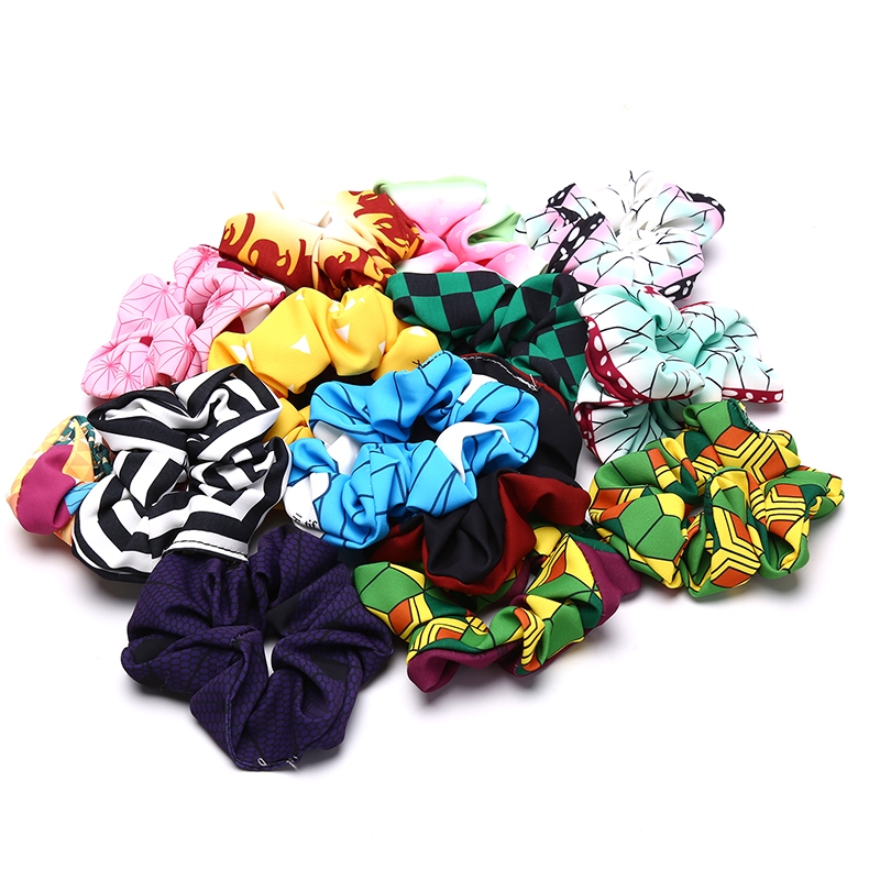 Kẻ giết quỷ thời trang: Kimetsu No Yaiba Scrunchie Dây đeo đầu thủ công đàn hồi