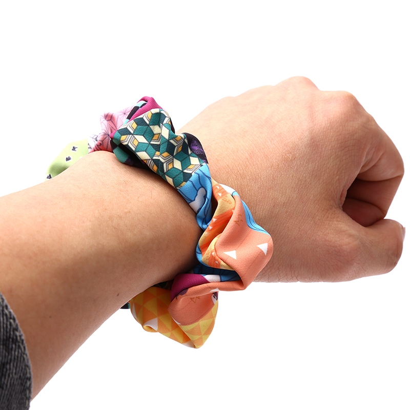 Kẻ giết quỷ thời trang: Kimetsu No Yaiba Scrunchie Dây đeo đầu thủ công đàn hồi