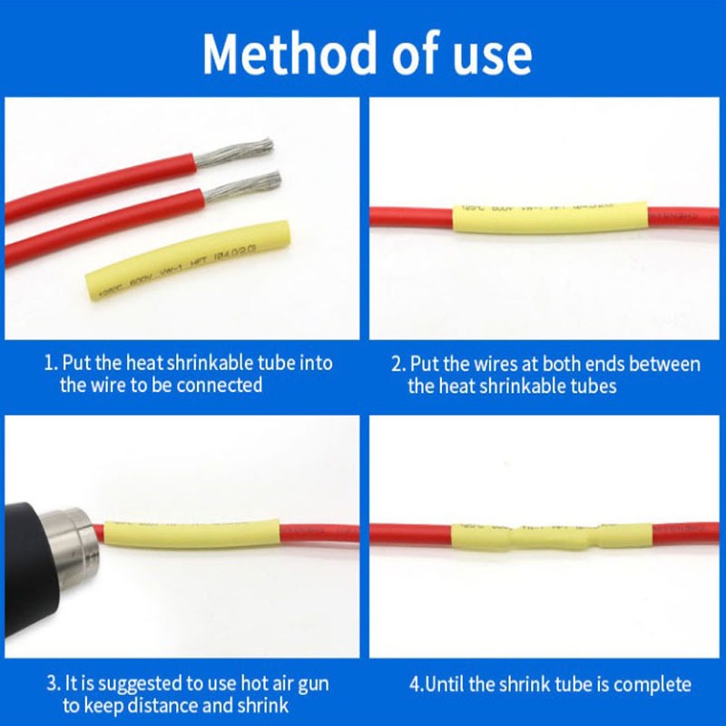 Bộ ống co nhiệt co lại các loại Polyolefin cách nhiệt tay 2: 1 DIY Sửa chữa dây thu nhỏ ống Dia 20-50mm