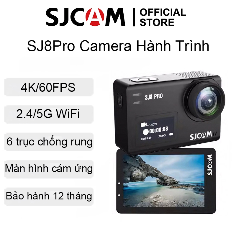 SJCAM SJ8Pro 4K/60fps Camera Hành Trình Màn Hình Cảm Ứng Phóng To 8X, 6 ...