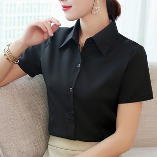 Của Tôi 4 Màu size m10XL 4 Màu Tay Ngắn Mới Trắng Đen Hồng Xanh Áo Sơ Mi Nữ Slim Chuyên Nghiệp Áo Sơ Mi