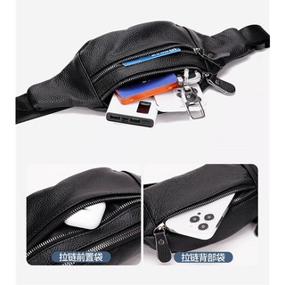 Genuine leather man‘s waist bag Multi functional sports bag belt bags