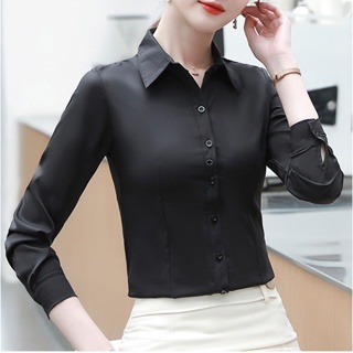 5xl Màu Sắc Một Nút Tùy Chọn Dài Tay Áo Sơ Mi Trắng Nữ Công Sở Chuyên Nghiệp Size Lớn Áo Sơ Mi Trắng Màu Tím