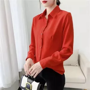 Màu đen 8 màu s-xxl Slim màu tím Áo sơ mi bảo vệ với nhiều nút hơn cho sự riêng tư Nữ dài tay mặc công sở Quần áo công sở Áo sơ mi cỡ nhỏ trang trọng