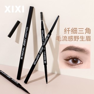 Xixi Đũa đen hai đầu bút chì kẻ mày mới bắt đầu tự nhiên ba chiều lâu trôi không thấm nước chống mài mòn màu nâu đen Tam giác bút lông mày NO.D755