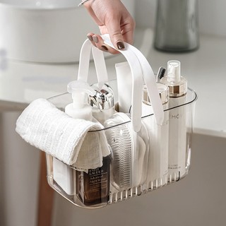 Giỏ đựng đồ phòng tắm có quai cầm tay trong suốt thiết kế thoát nước thông minh Transparent bathroom storage basket【Chiosala12】