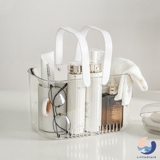 Giỏ đựng đồ phòng tắm có quai cầm tay trong suốt thiết kế thoát nước thông minh Transparent bathroom storage basket【Chiosala12】