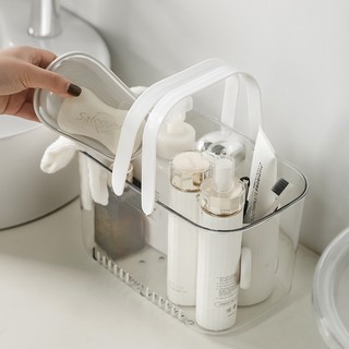 Giỏ đựng đồ phòng tắm có quai cầm tay trong suốt thiết kế thoát nước thông minh Transparent bathroom storage basket【Chiosala12】