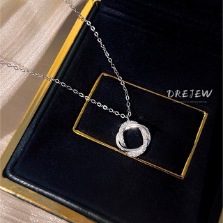 DREJEW Vòng cổ kim cương hình học Hàn Quốc Dây chuyền bạc xương đòn Mobius dành cho nữ mặt dây chuyền