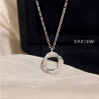 DREJEW Vòng cổ kim cương hình học Hàn Quốc Dây chuyền bạc xương đòn Mobius dành cho nữ mặt dây chuyền