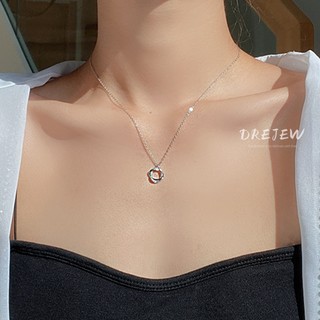 DREJEW Vòng cổ kim cương hình học Hàn Quốc Dây chuyền bạc xương đòn Mobius dành cho nữ mặt dây chuyền
