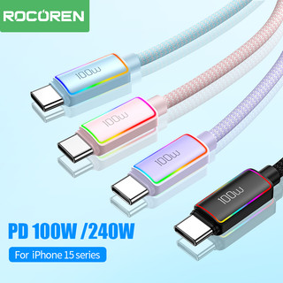 Rocoren 240W USB C Cáp PD 100W 60W Cáp Sạc Nhanh Cho iPhone Samsung USB C Dây Cho Điện Thoại Laptop 1m 2m 3m