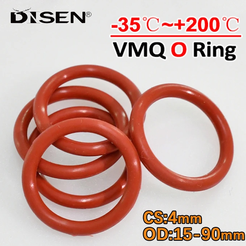 5 Chiếc Vòng Silicon Đỏ Gioăng CS 4mm OD 15 ~ 90mm Silicon O Ring Gioăng Thực Phẩm Cao Su O-Ring VMQ Các Loại Hvac Dụng Cụ
