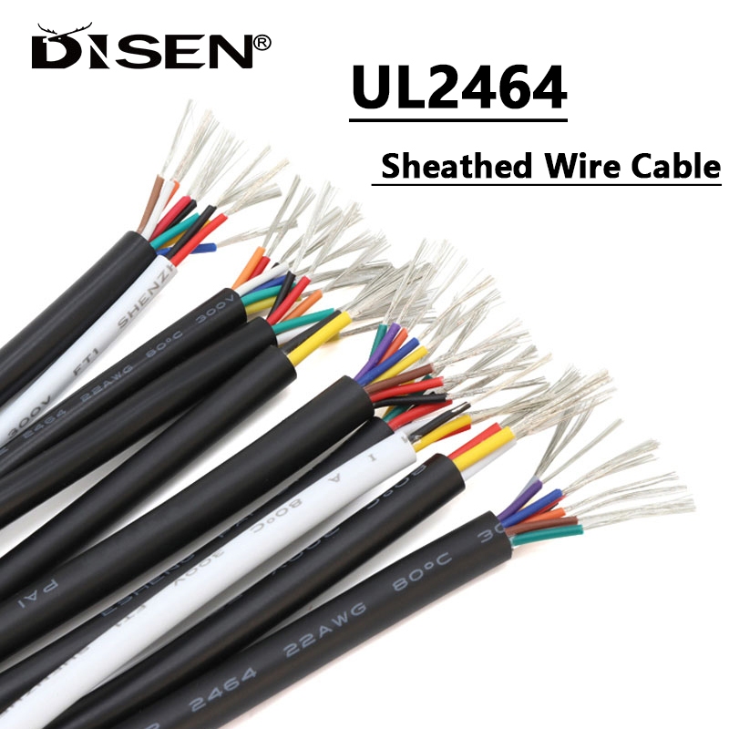 1meter 18-28 AWG UL2464 Cáp Dây Vỏ Cáp Tín Hiệu Đồng 2 3 4 5 6 7 8 10 Core Dây Âm Thanh Điện Tử Mềm