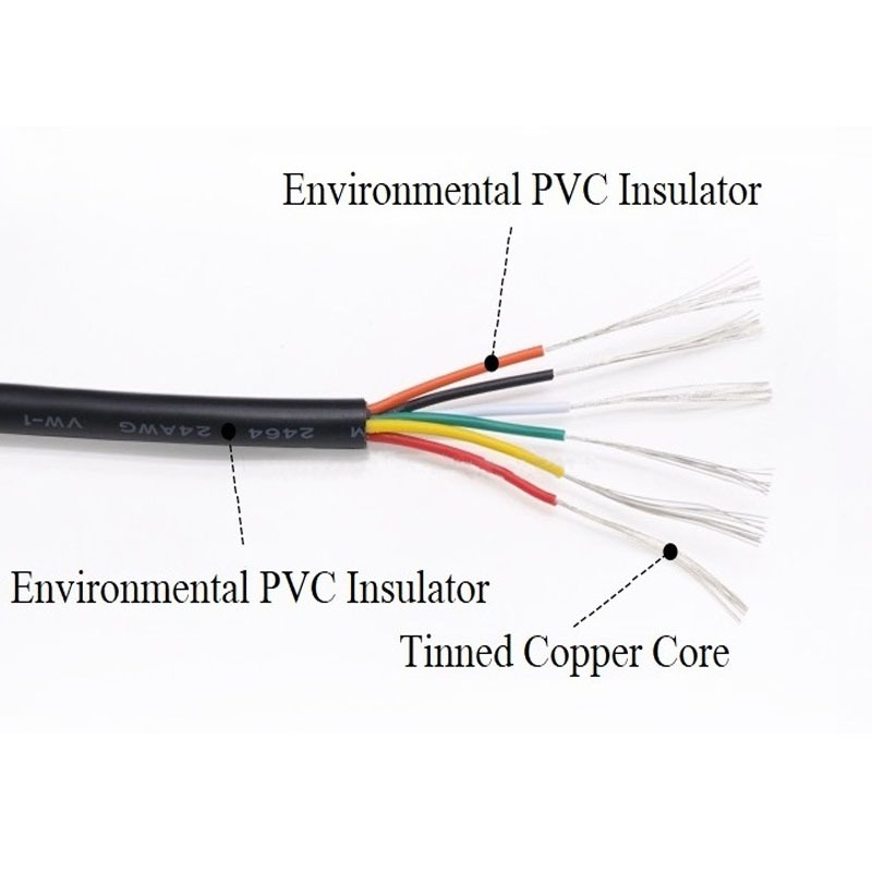 1meter 18-28 AWG UL2464 Cáp Dây Vỏ Cáp Tín Hiệu Đồng 2 3 4 5 6 7 8 10 Core Dây Âm Thanh Điện Tử Mềm