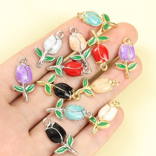 10 Chiếc Nhiều Màu Tulip Men Nhỏ Giọt Dầu Quyến Rũ Thời Trang Và Mắt-Catching Hoa Mặt Dây Chuyền Cho DIY Xương Đòn Dây Chuyền Vòng Cổ Vòng Tay Bông Tai - Phụ Nữ Đáng Yêu Món Quà Trang Sức Thanh Lịch