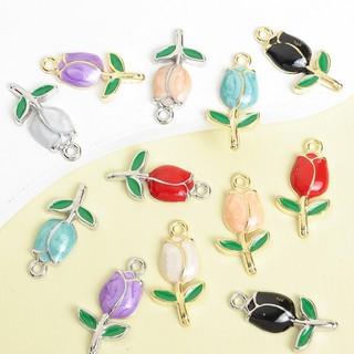 10 Chiếc Nhiều Màu Tulip Men Nhỏ Giọt Dầu Quyến Rũ Thời Trang Và Mắt-Catching Hoa Mặt Dây Chuyền Cho DIY Xương Đòn Dây Chuyền Vòng Cổ Vòng Tay Bông Tai - Phụ Nữ Đáng Yêu Món Quà Trang Sức Thanh Lịch