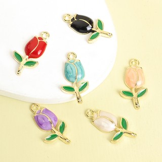 10 Chiếc Nhiều Màu Tulip Men Nhỏ Giọt Dầu Quyến Rũ Thời Trang Và Mắt-Catching Hoa Mặt Dây Chuyền Cho DIY Xương Đòn Dây Chuyền Vòng Cổ Vòng Tay Bông Tai - Phụ Nữ Đáng Yêu Món Quà Trang Sức Thanh Lịch