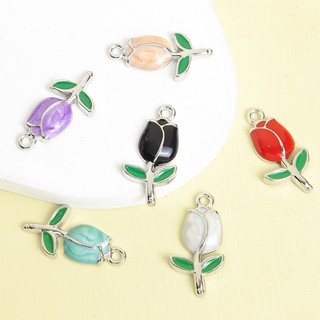 10 Chiếc Nhiều Màu Tulip Men Nhỏ Giọt Dầu Quyến Rũ Thời Trang Và Mắt-Catching Hoa Mặt Dây Chuyền Cho DIY Xương Đòn Dây Chuyền Vòng Cổ Vòng Tay Bông Tai - Phụ Nữ Đáng Yêu Món Quà Trang Sức Thanh Lịch