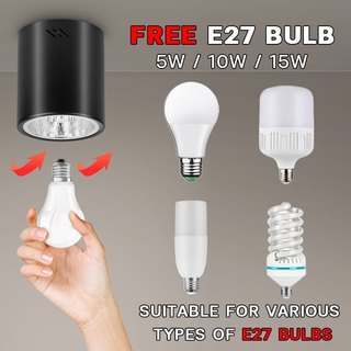 Đèn LED Downlight AC220v đèn led ốp trần Bóng đèn E27 có thể thay thế Đèn trần gắn trên bề mặt 3,5/4 inch cho phòng khách Phòng ngủ Nhà bếp Trang trí nội thất đèn trần Spotlight