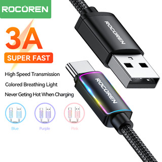 Cáp dữ liệu sạc nhanh Rocoren 3A Cáp USB A đến C cho ip15 Huewei