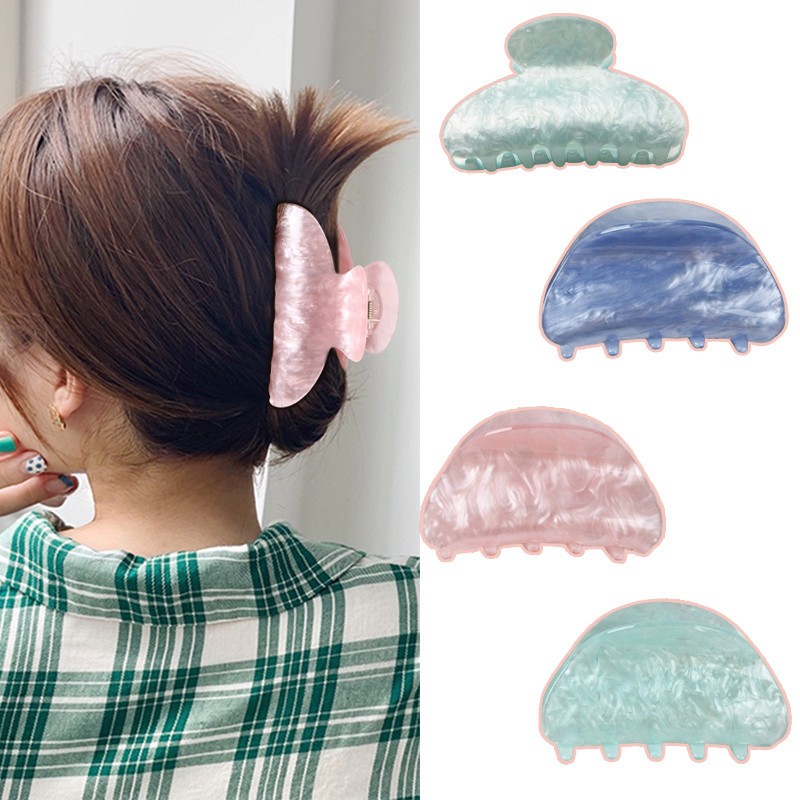 [Flash sales] Kẹp Tóc Vân Đá Xà Cừ Hình Bán Nguyệt Xinh Xắn Phụ Kiện Tóc Xu Hướng Nữ Và Bé Gái Empoli