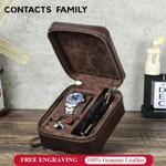 CONTACTS FAMILY Crazy Horse Da Đồng Hồ Nam Hộp Khóa Áo Khoác Kính Hộp Bảo Quản Có Dây Kéo Hộp Bảo Quản Đa Năng — ảnh 1