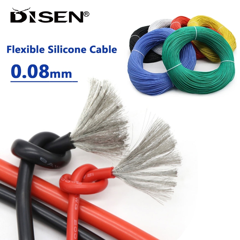 1 / 2 / 5 Mét Cáp Silicon Linh Hoạt 30 28 26 24 22 20 18 16 14 12 AWG Dây Điện Chịu Nhiệt Siêu Mềm 0.08mm