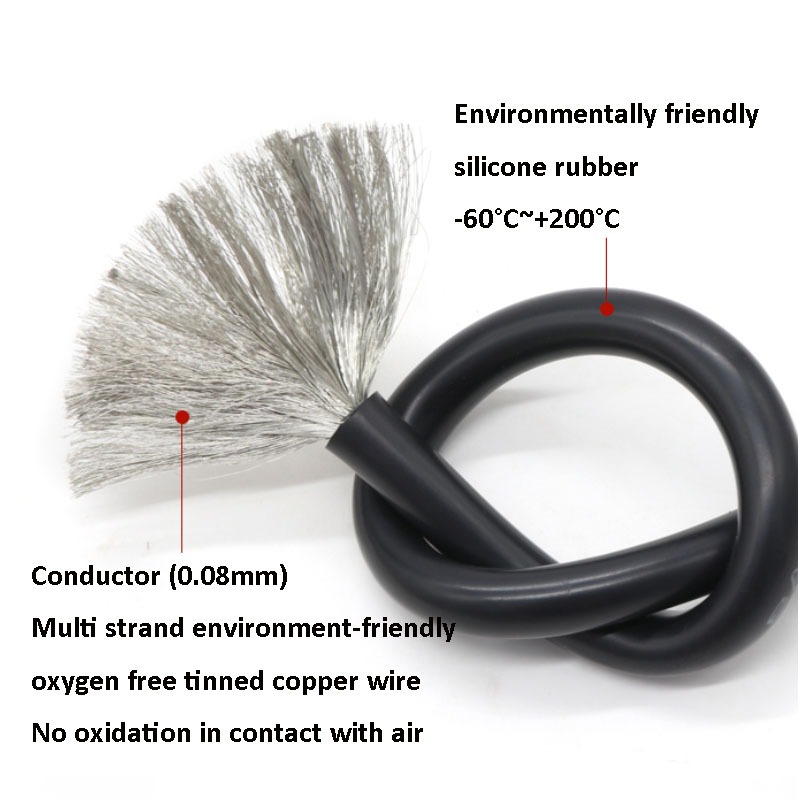 1 / 2 / 5 Mét Cáp Silicon Linh Hoạt 30 28 26 24 22 20 18 16 14 12 AWG Dây Điện Chịu Nhiệt Siêu Mềm 0.08mm