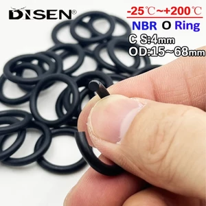 10 Chiếc Vòng O Đen CS 4mm OD 15mm ~ 68mm NBR Ô Tô Nitrile Cao Su Tròn O Loại Ăn Mòn Dầu Chống Niêm Phong Máy Giặt