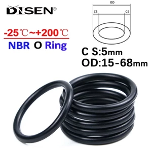Vòng chữ O cao su NBR Vòng đệm chữ O Độ dày CS 5mm Dây cao su Nitrile màu đen Áp lực cao Máy giặt chịu dầu Niêm phong Vòng O OD 15-68mm
