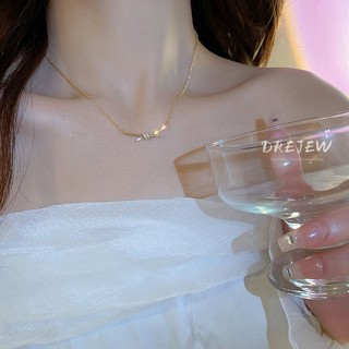 Drejet Vòng cổ thắt nút zircon vàng 18K Hàn Quốc dây chuyền xương đòn thời trang sang trọng nhẹ nhàng Vòng cổ đa năng đơn giản dành cho nữ