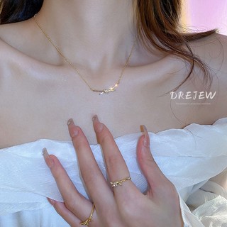 Drejet Vòng cổ thắt nút zircon vàng 18K Hàn Quốc dây chuyền xương đòn thời trang sang trọng nhẹ nhàng Vòng cổ đa năng đơn giản dành cho nữ